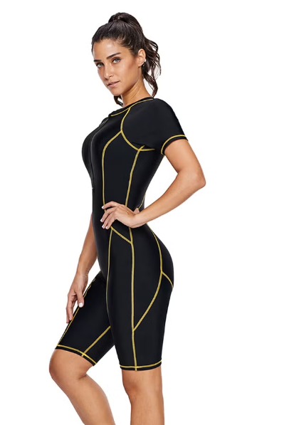 One Piece Short Sleeve Quick-Dry Swimwear