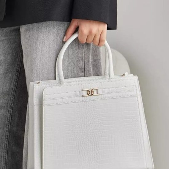 Textured Tote Bag with Handles